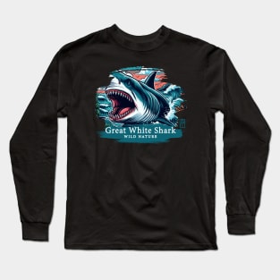 Great White Shark - WILD NATURE - GREAT WHITE SHARK -11 Long Sleeve T-Shirt